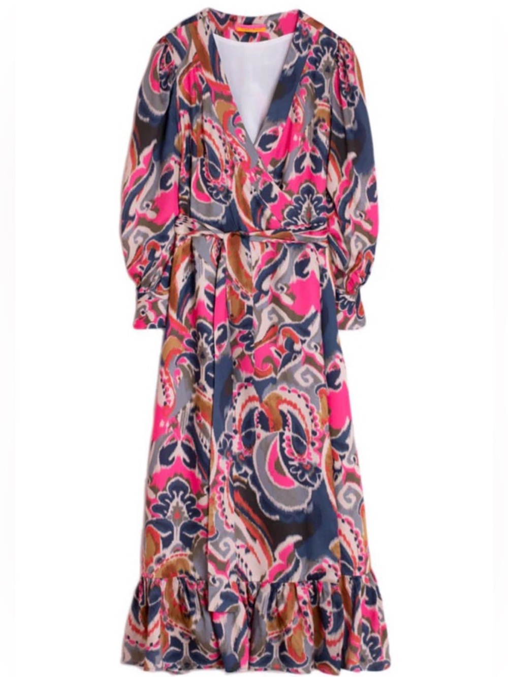 VILAGALLO Paisley Summer Floral Printed Wrap Ruffle Hem Maxi Dress Size 10 - Picture 2 of 7